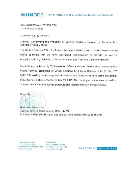 Client Feedback Letter - UNOPS Vaccine Analytics Training